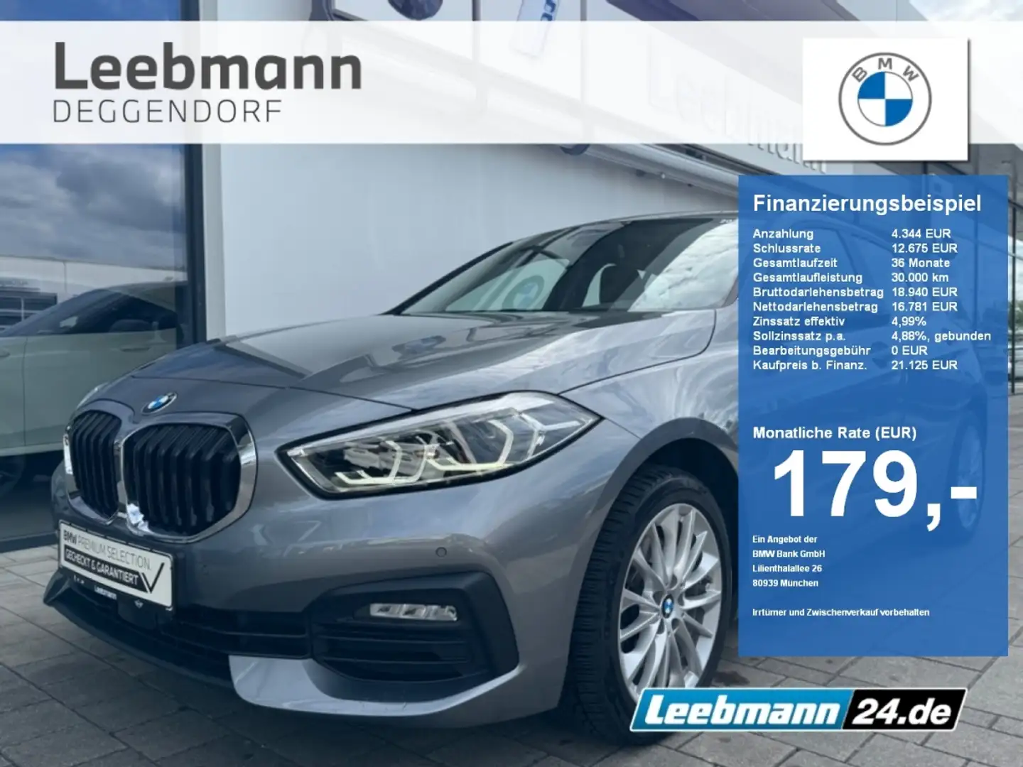 BMW 118 i Advantage LED/FL-Assi/NAVI 2 JAHRE GARANTIE Grau - 1