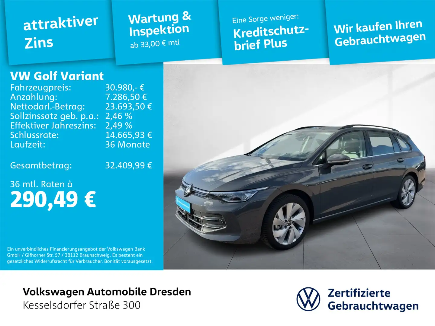 Volkswagen Golf Variant Golf VIII Variant 1.5 TSI DSG Style AHZV LED Nav Gris - 1