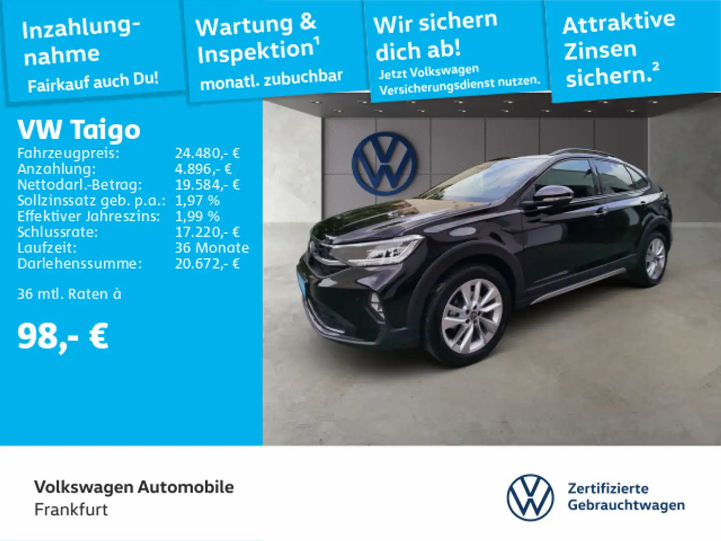 Volkswagen Taigo 1.0 TSI DSG Move Navi LED-Matrix-Scheinwerfer Spur Schwarz - 1