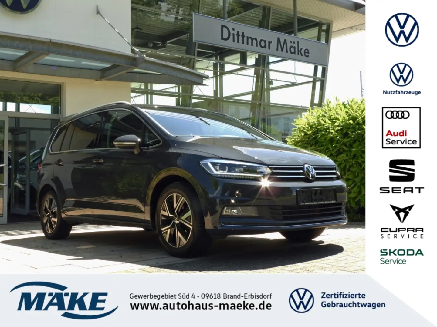 Volkswagen Touran Highline 1.5 TSI AHZV LED RFK NAV ACC DLA Gris - 1