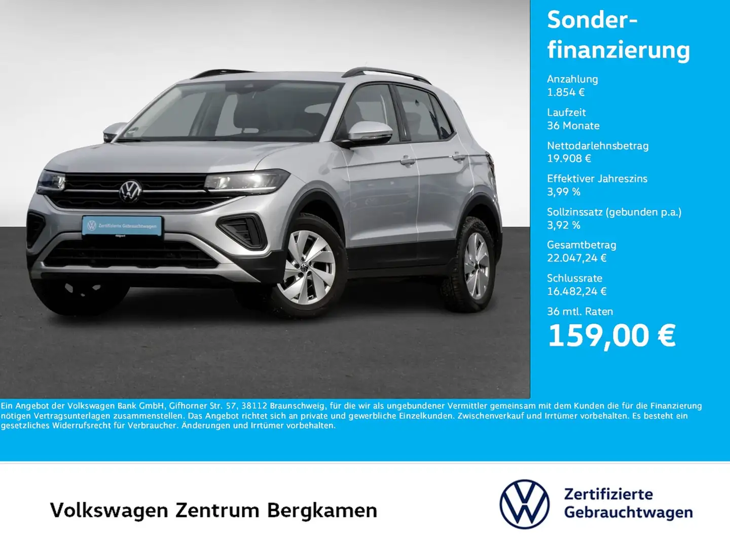 Volkswagen T-Cross 1.0 LIFE CAM ACC NAVI ALU SITZHEIZUNG Zilver - 1