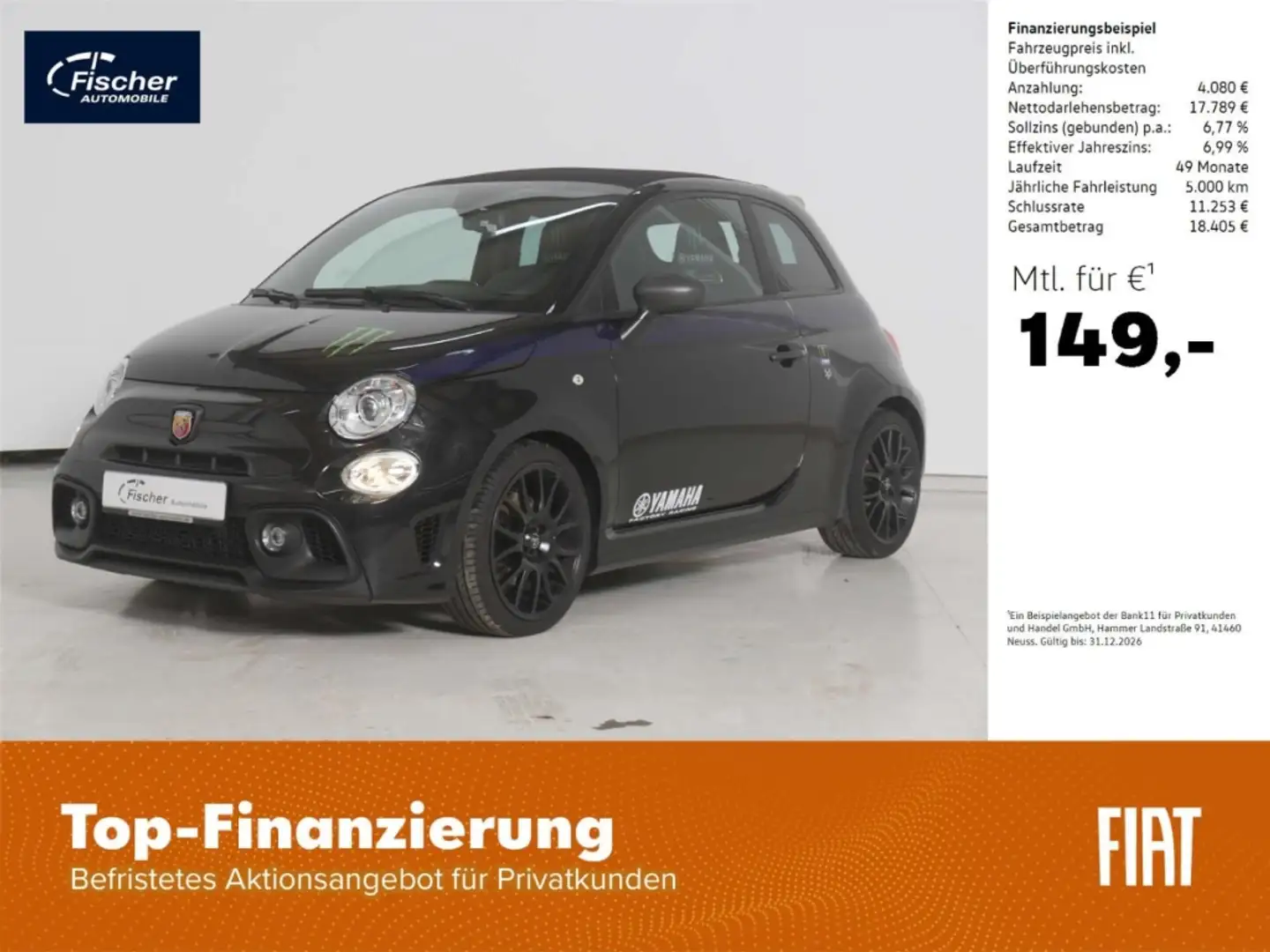Abarth 595C 1.4 T-Jet 16V Yamaha 165 Schwarz - 1
