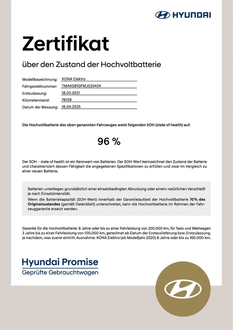 Hyundai KONA 64kwh "Prime" PGD, Sitz-Paket, SOH 96% Gris - 2