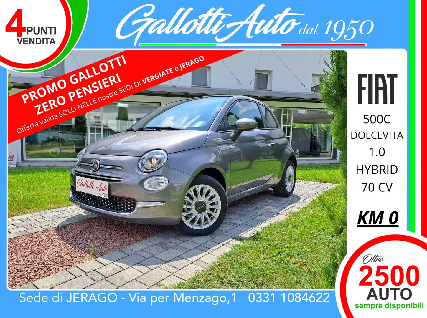 Fiat 500C Hybrid Dolcevita-PROMO GALLOTTI Ø PENSIERI Grigio - 1