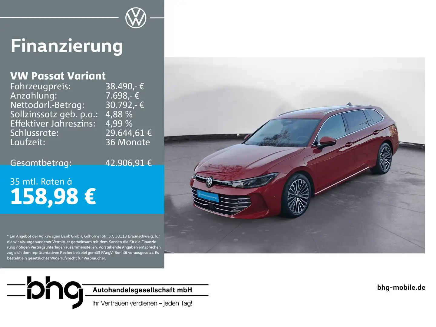 Volkswagen Passat Variant 1.5 e-Hybrid DSG ELEGANCE #AHK #K Rot - 1