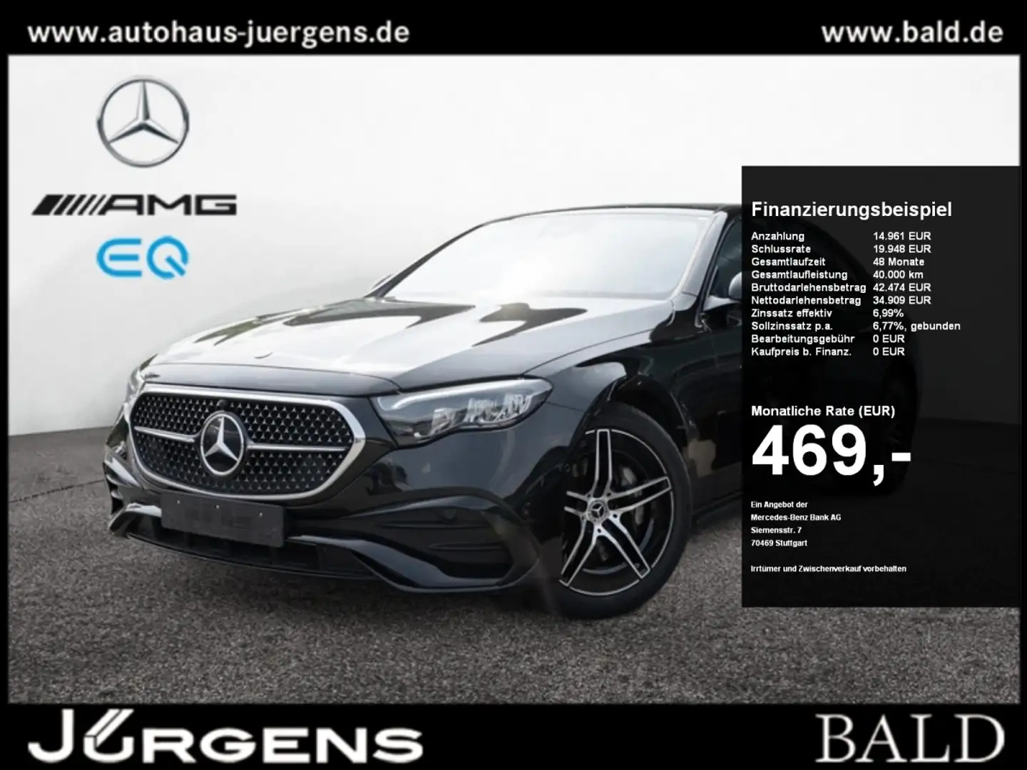 Mercedes-Benz E 220 d AMG-Sport/LED/Cam/Pano/Distr/Night/Totw Noir - 1