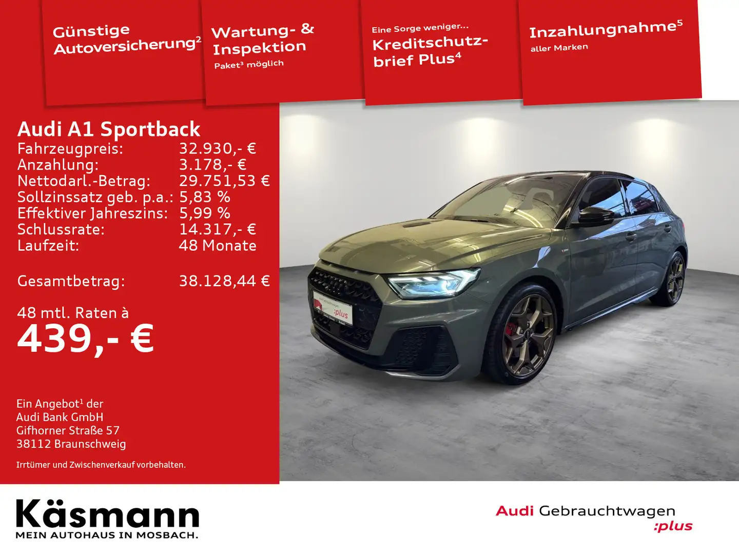 Audi A1 40TFSI S line 2xS line ACC NAV KAM Grau - 1