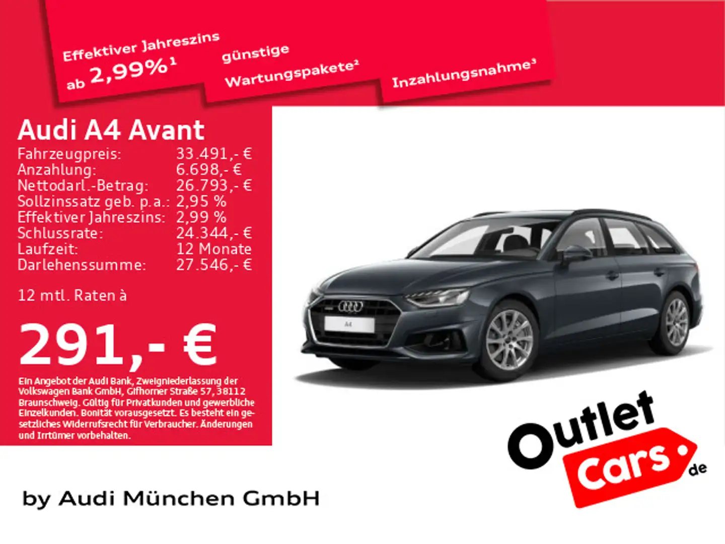 Audi A4 45 TFSI qu. S tronic LED/Virtual+/Navi+ Grau - 1