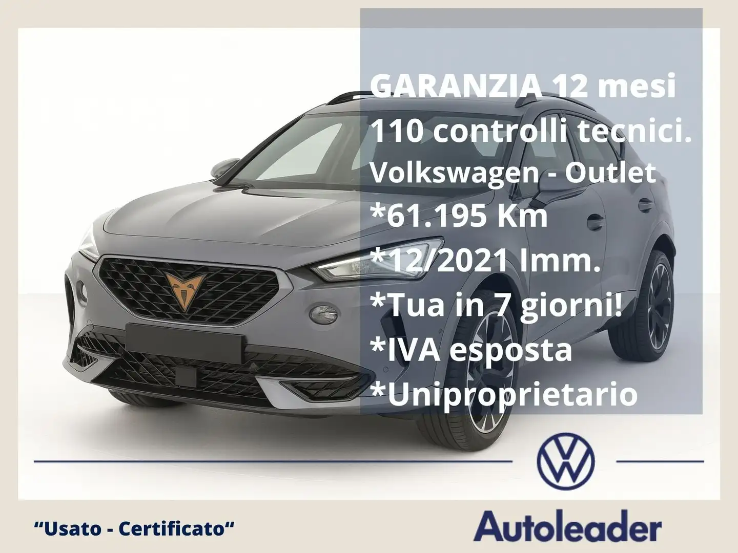 CUPRA Formentor 2.0 TDI 4Drive 4x4 DSG SOLI 61mila Km Grigio - 1