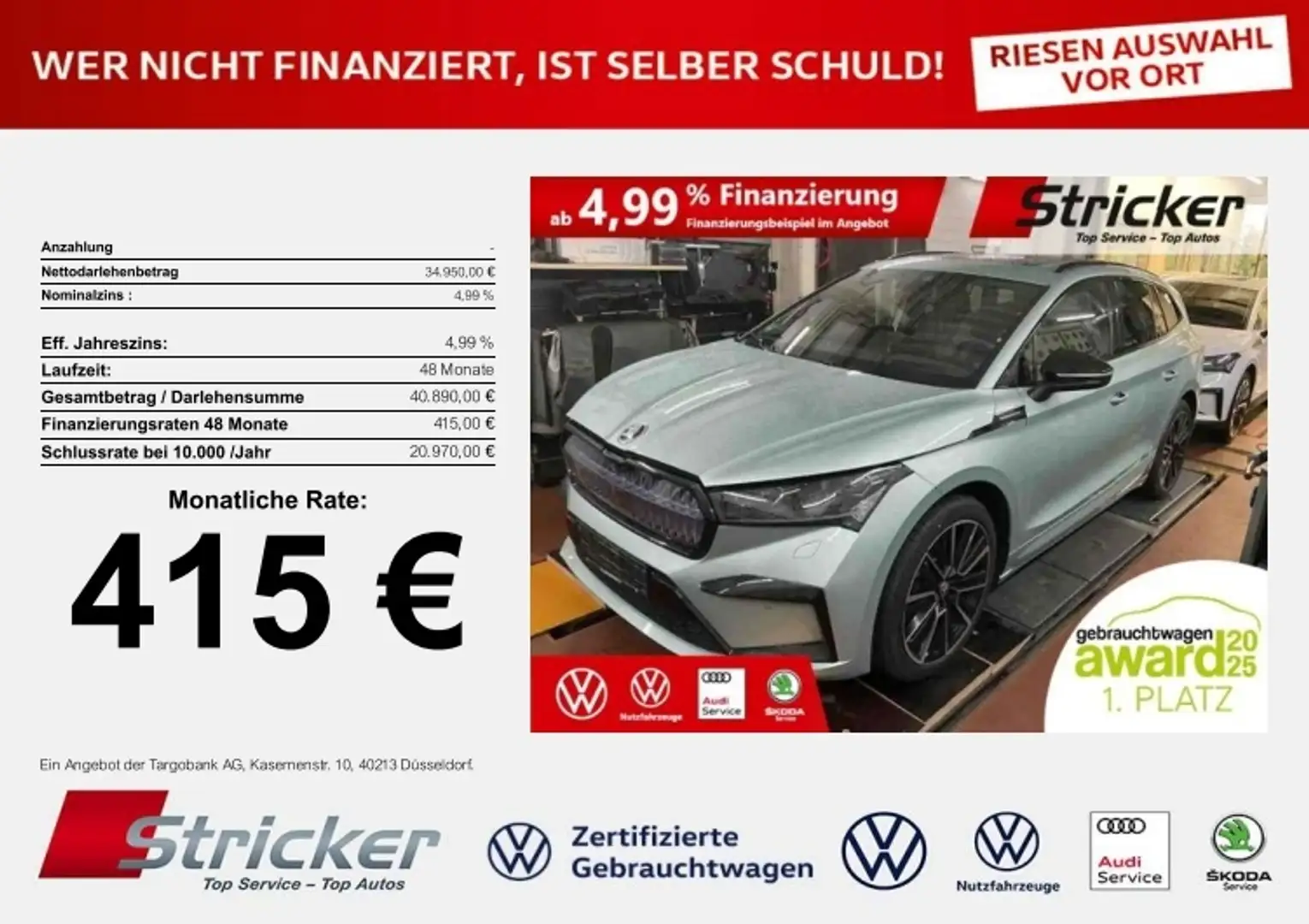 Skoda Enyaq iV80X Founders Edition 195/77 415,-ohne Anzahlung Silber - 2