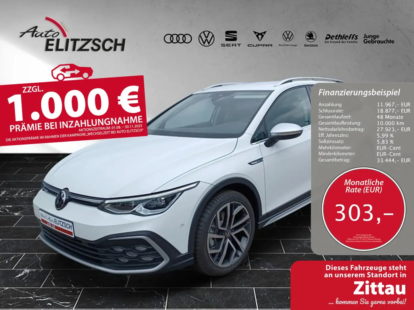 Volkswagen Golf VIII Variant TDI Alltrack 4Mo DSG Navi Matrix D... Weiß - 1