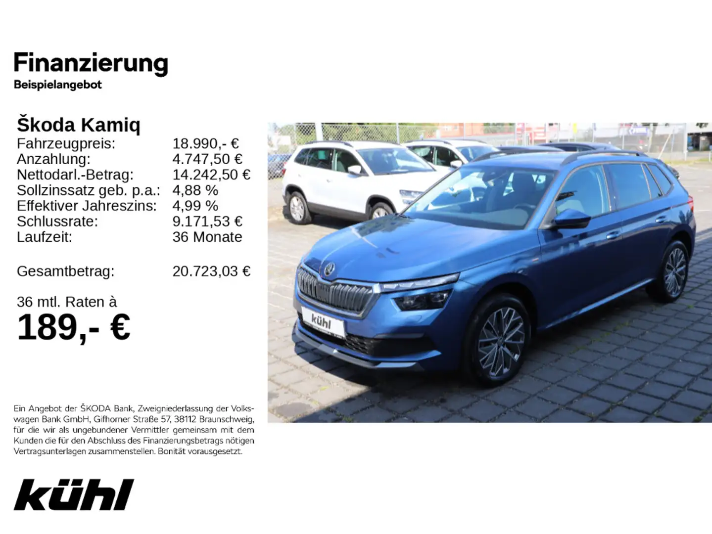 Skoda Kamiq 1.0 TSI Clever AHK/Navi Bleu - 1