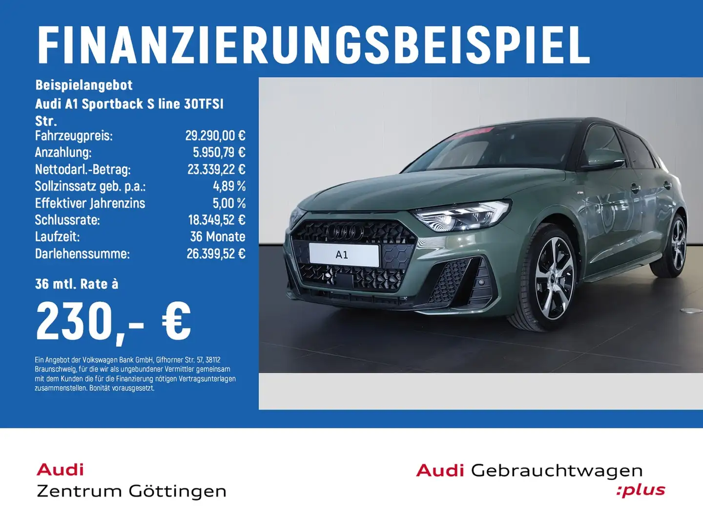 Audi A1 Sportback S line 30TFSI Str. LED+INFOTAINMENT Verde - 2