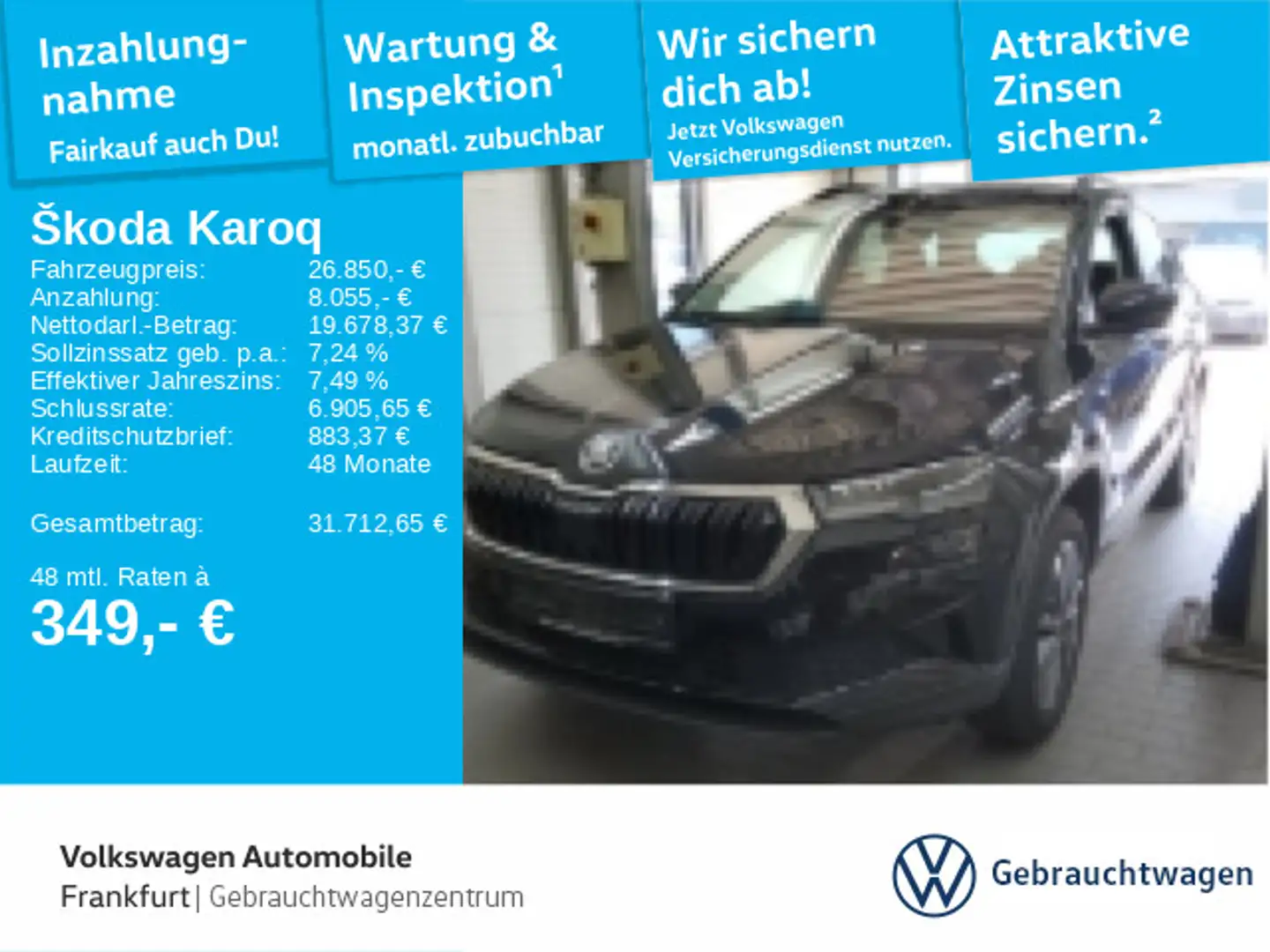 Skoda Karoq 1.5 TSI DSG Tour Navi LED FrontAssist Schwarz - 1