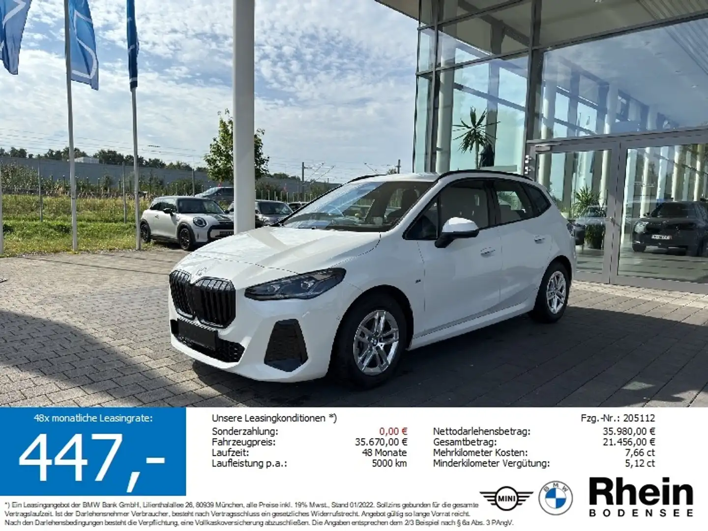 BMW 220 i Active Tourer M Sport AHK HeadUp ACC 360° Weiß - 1