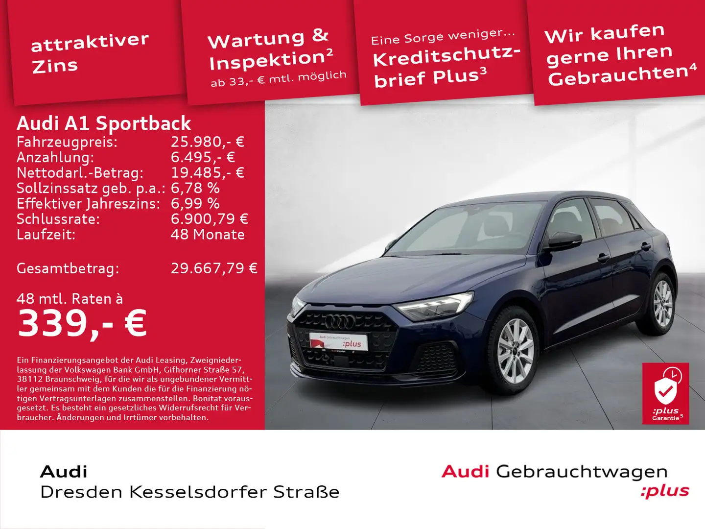 Audi A1 Advanced 30 TFSI S tronic Navi LED Blau - 1