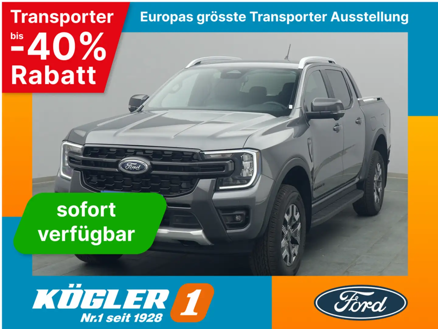 Ford Ranger Doka Wildtrak 281PS PHEV/Techno-P. Grijs - 1
