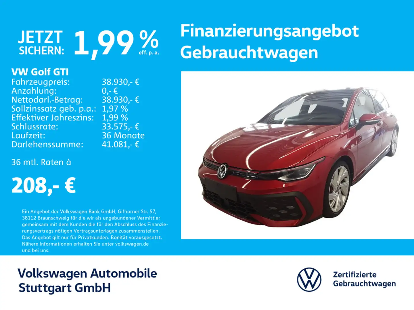 Volkswagen Golf GTI 2.0 TSI DSG Navi Kamera LED AHK Pano Rot - 1