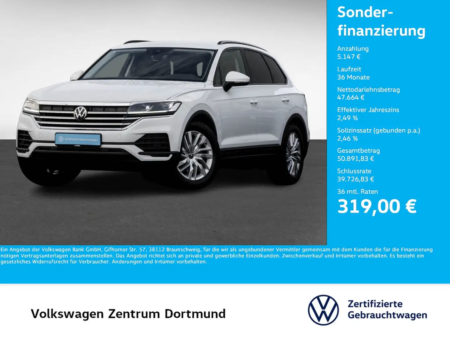 Volkswagen Touareg V6 NEUES MODELL AHK CAM ACC LM19 NAVI Bianco - 1
