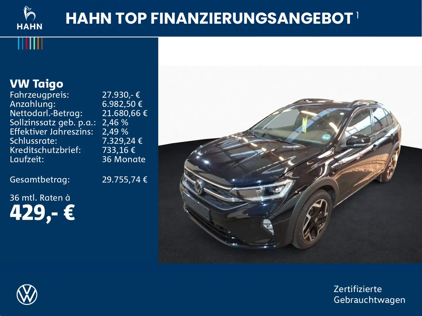 Volkswagen Taigo 1.5TSI DSG R-Line ACC AHK Cam Matrix Navi Schwarz - 2