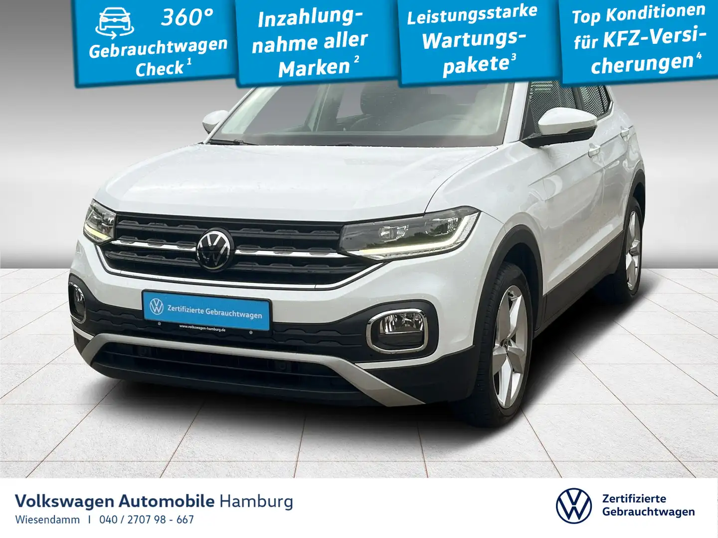 Volkswagen T-Cross 1.0 TSI Style Kamera Klima Navi Sitzhzg Weiß - 1