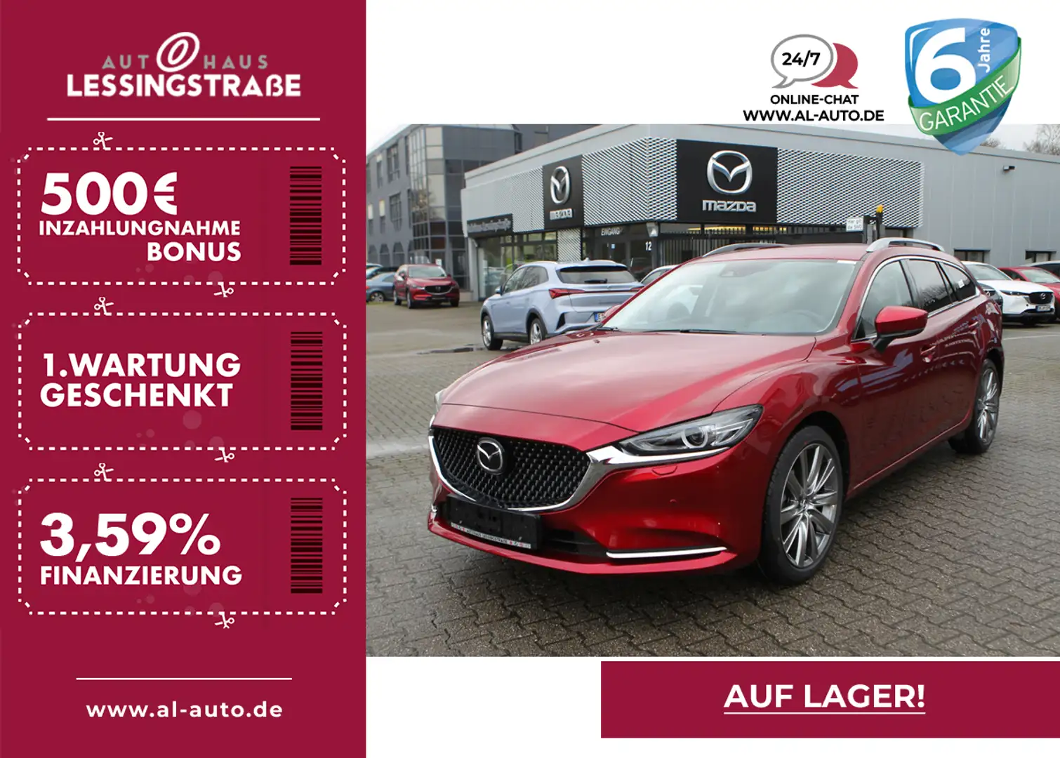 Mazda 6 SKYACTIV-G 194 Aut. EXCLUSIVE NAVI 360°M Rot - 1