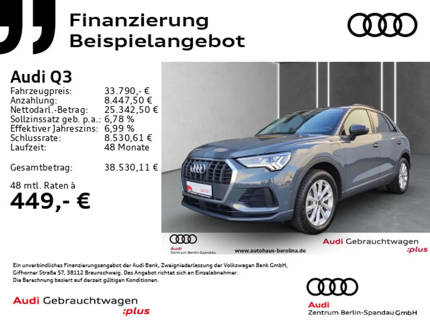 Audi Q3 45 TFSI e S tronic *MATRIX*R-CAM*ACC*Virt.C+* Grigio - 1