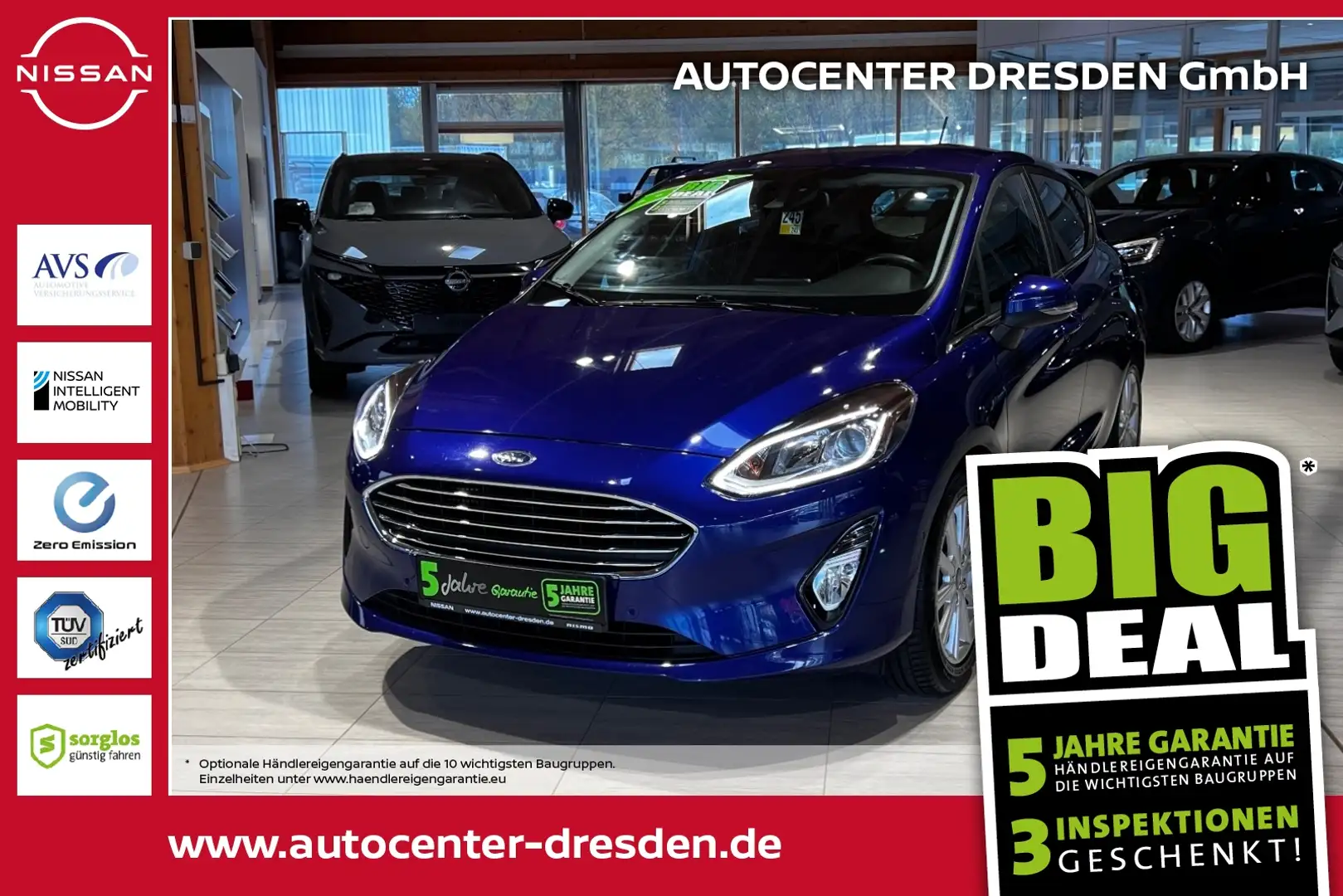 Ford Fiesta 1.0 EcoBoost Titanium AHK Klima Kam PDC Blau - 1