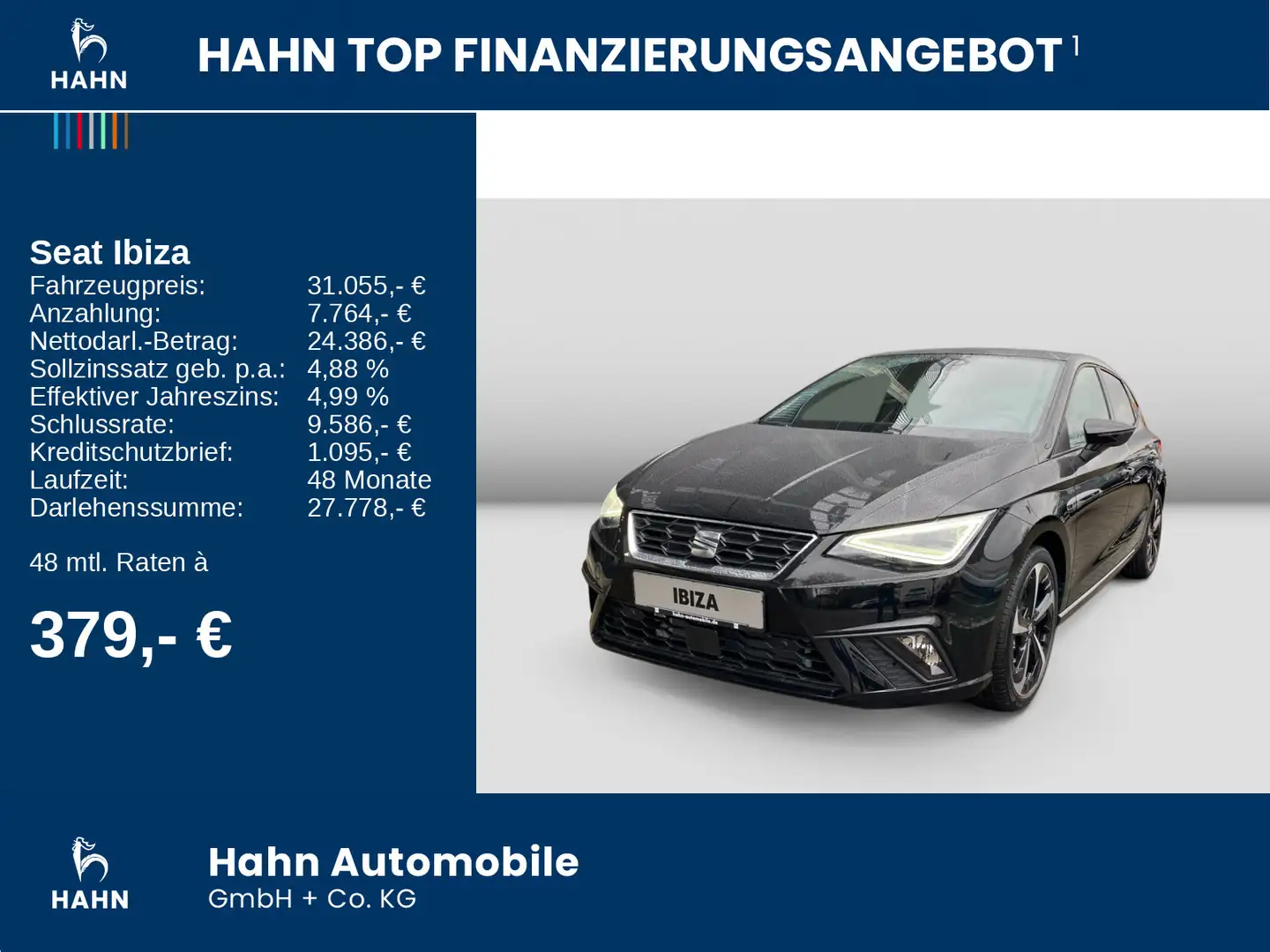 SEAT Ibiza FR 1.0 TSI Carplay LED PDC DAB Noir - 2