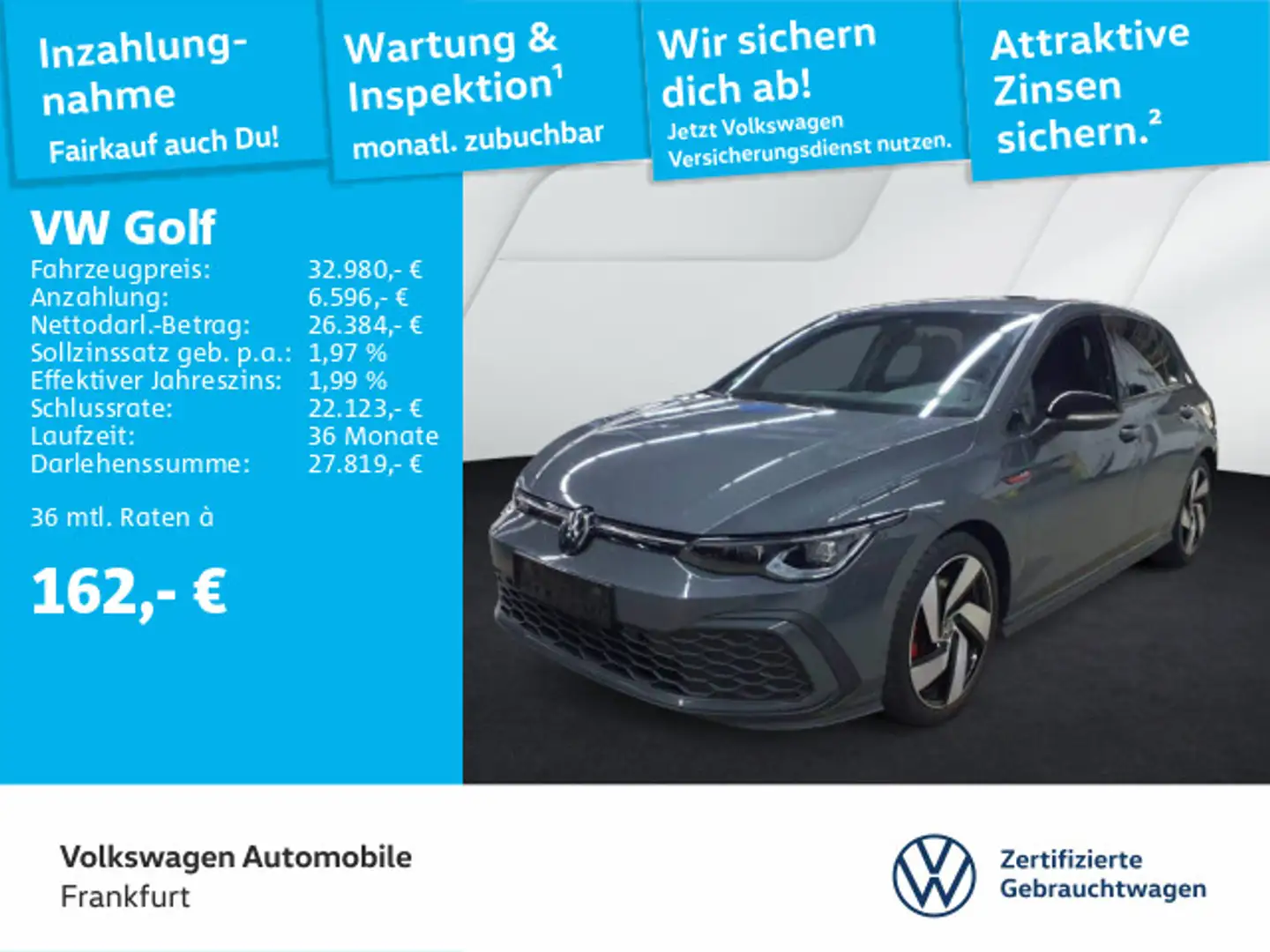 Volkswagen Golf GTI Golf VIII 2.0 TSI DSG GTI Navi IQ.Light DAB+ Fro Grau - 1