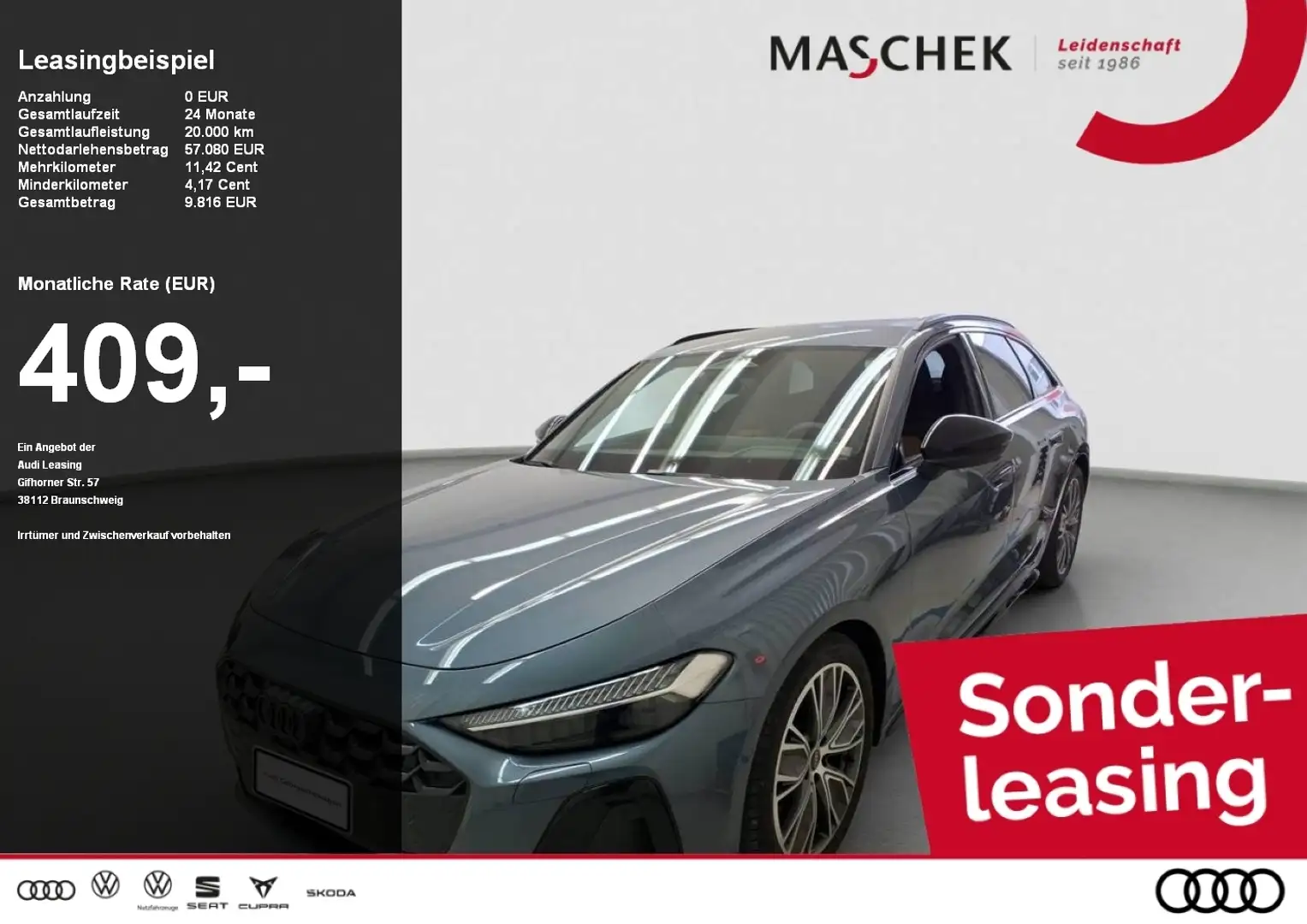 Audi A5 Avant S line TDI quatt NP86 Tech Pro HUD B&O OLED Blau - 1