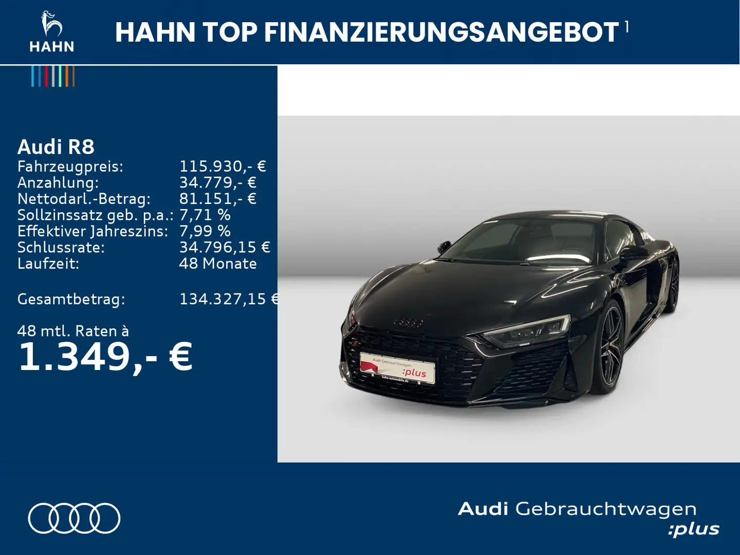 Audi R8 Coupe 5.2FSI qua S-tronic Virtual CAM Optik-P Schwarz - 2