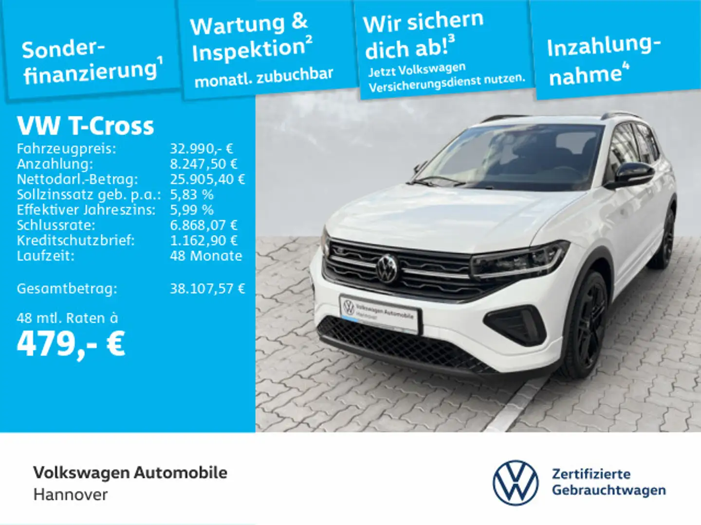 Volkswagen T-Cross R-Line 1.5 TSI DSG Navi AHK IQ.LIGHT Weiß - 1
