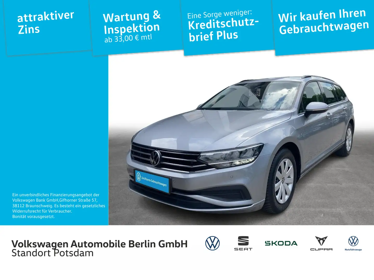 Volkswagen Passat Variant 1.5 TSI Conceptline Navi LED PDC Silber - 1