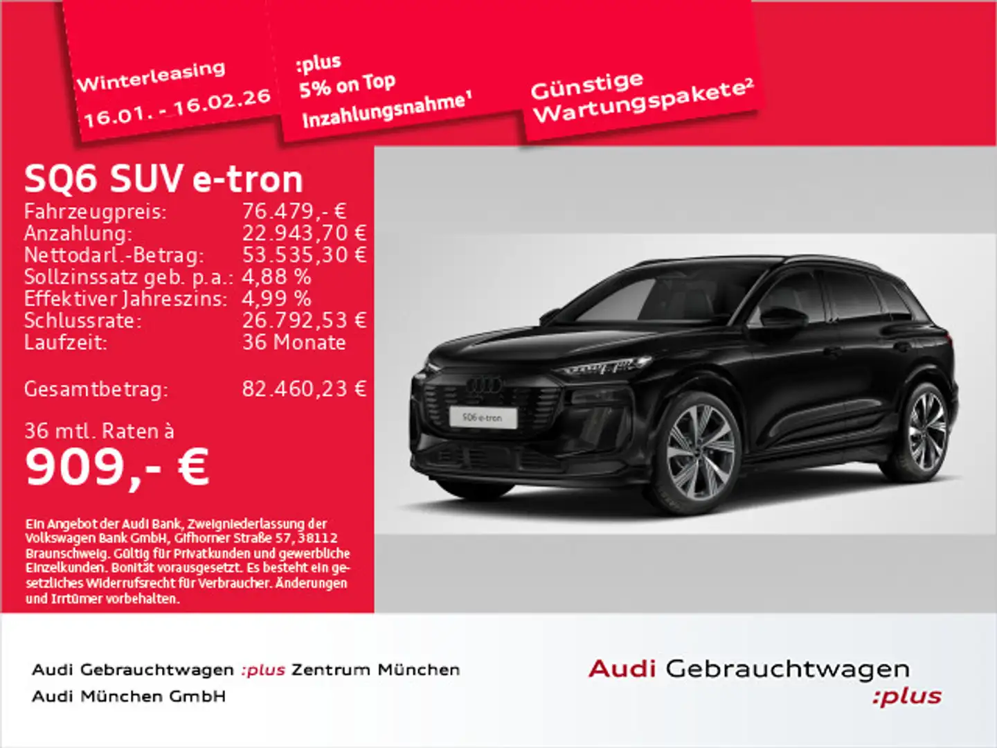 Audi SQ6 e-tron SQ6 e-tron qu. Pano/Luftfed/B&O Schwarz - 1