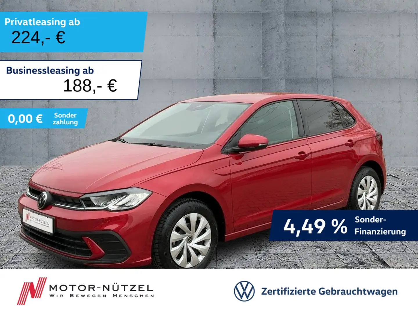 Volkswagen Polo 1.0 TSI LIFE LED+NAVI+ACC+DAB+SHZ+2xPDC+VC Rot - 1