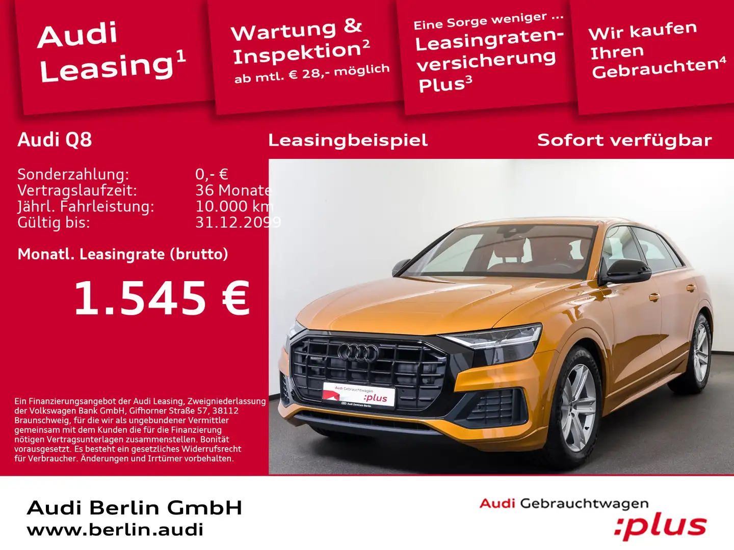 Audi Q8 50 TDI qu. tiptr. STDHZG SITZHZG PDC LED RFK Orange - 1