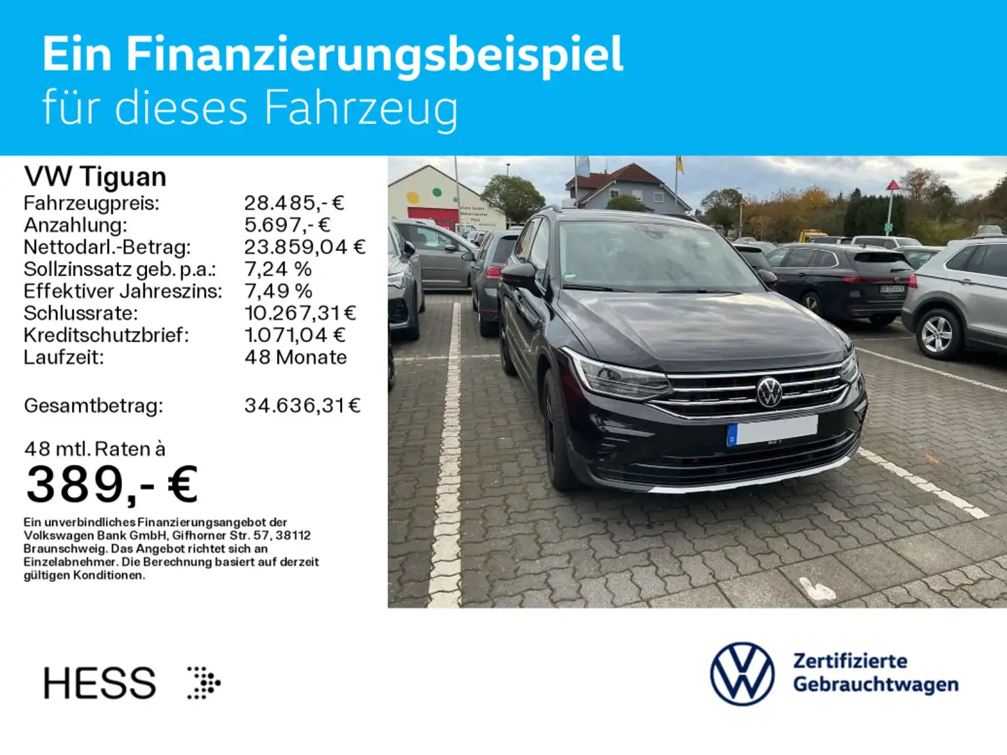 Volkswagen Tiguan 1.5 TSI DSG URBAN-SPORT*LED*NAVI*PDC*SHZ* Schwarz - 2