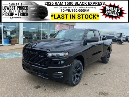 Black 2026 RAM 1500 Pickup Truck Four-Wheel Drive