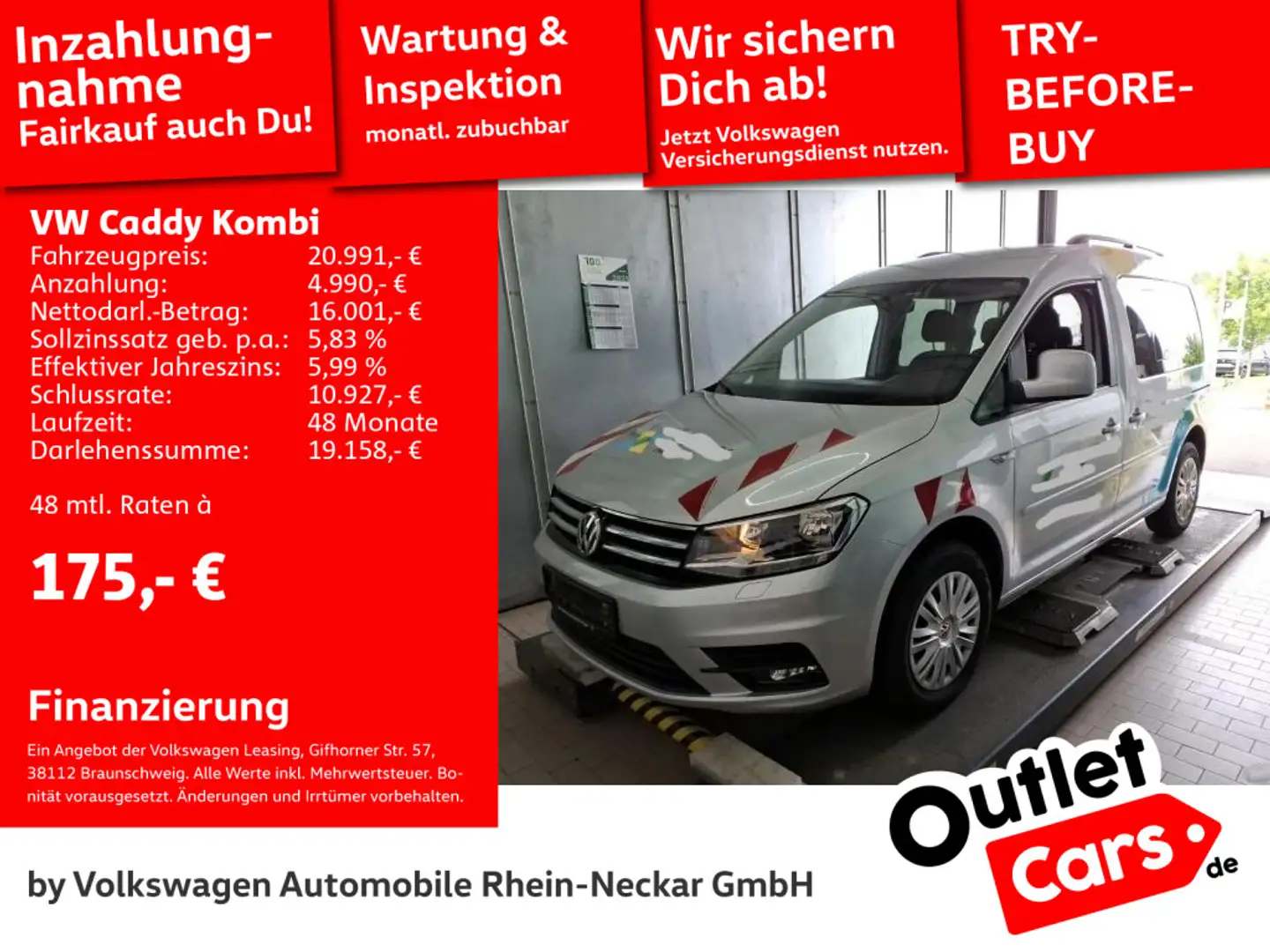 Volkswagen Caddy 1.0 TSI Comfortline Navi PDC Klima u Silber - 1