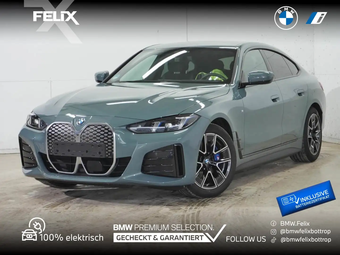 BMW i4 xDrive40 M SPORTPAKET+ALLRAD+DR.ASS PRO+HARMAN/KAR Grün - 1