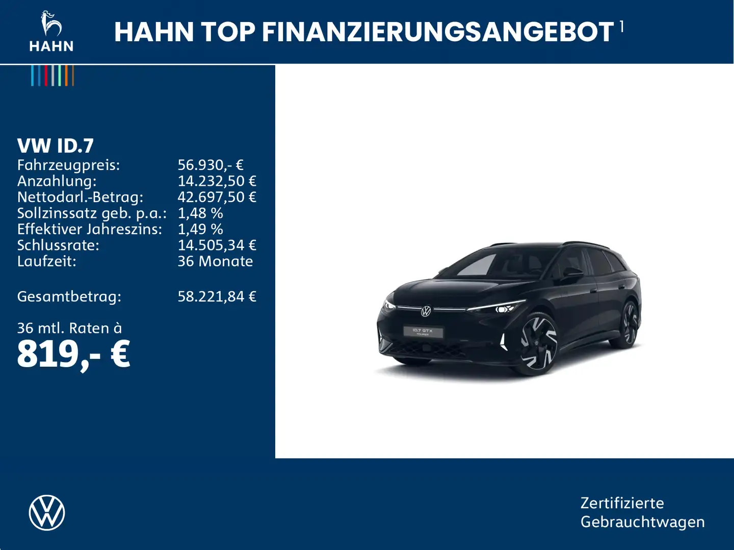 Volkswagen ID.7 Tourer 4Mo GTX Matrix Wärmepumpe AHK 360° Schwarz - 2