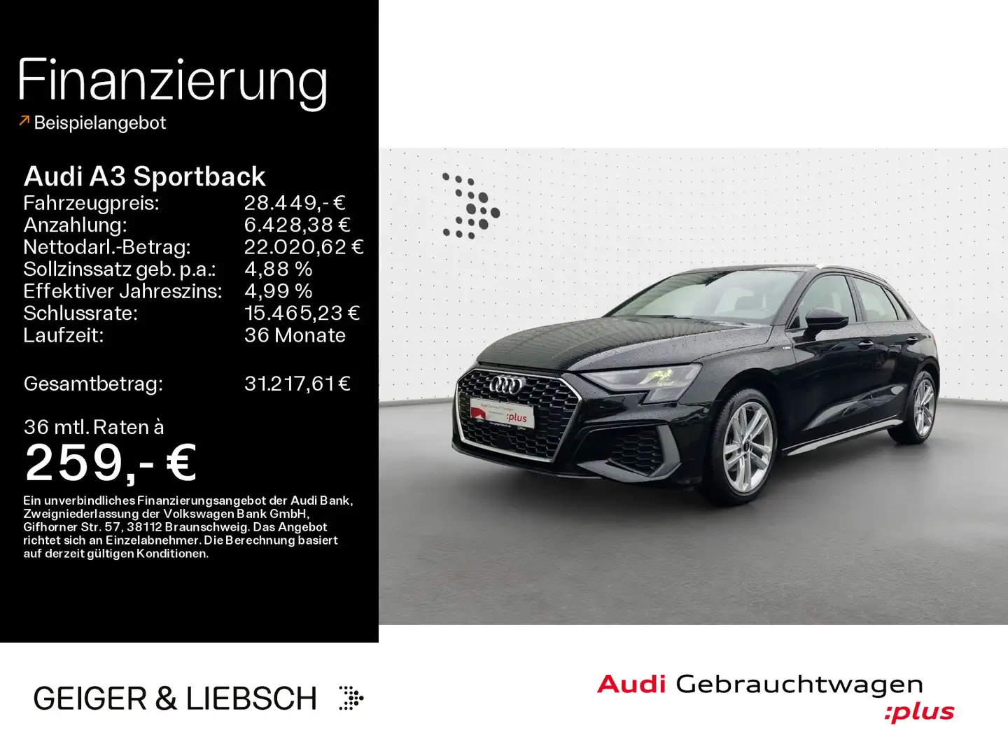Audi A3 35 TDI S-LINE*NAVI-PLUS*KAMERA*PDC* Schwarz - 1
