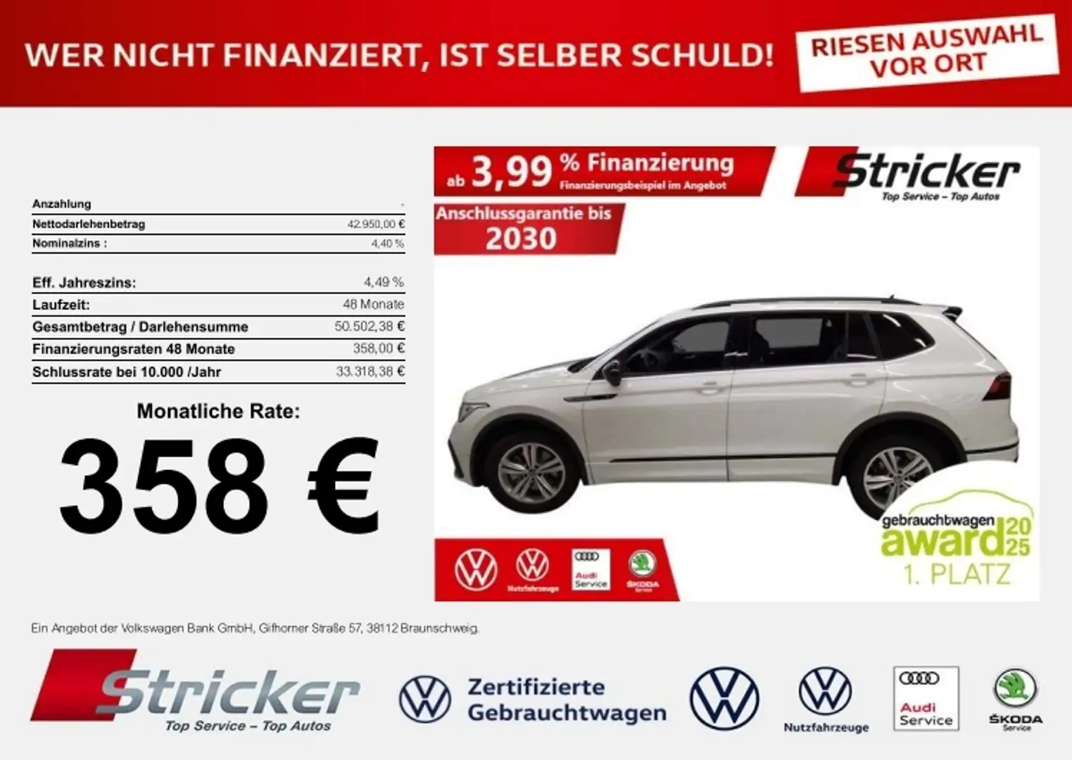 Volkswagen Tiguan Allspace R-Line 2.0TSI DSG 4M 358,-ohne Anzahlung Weiß - 1