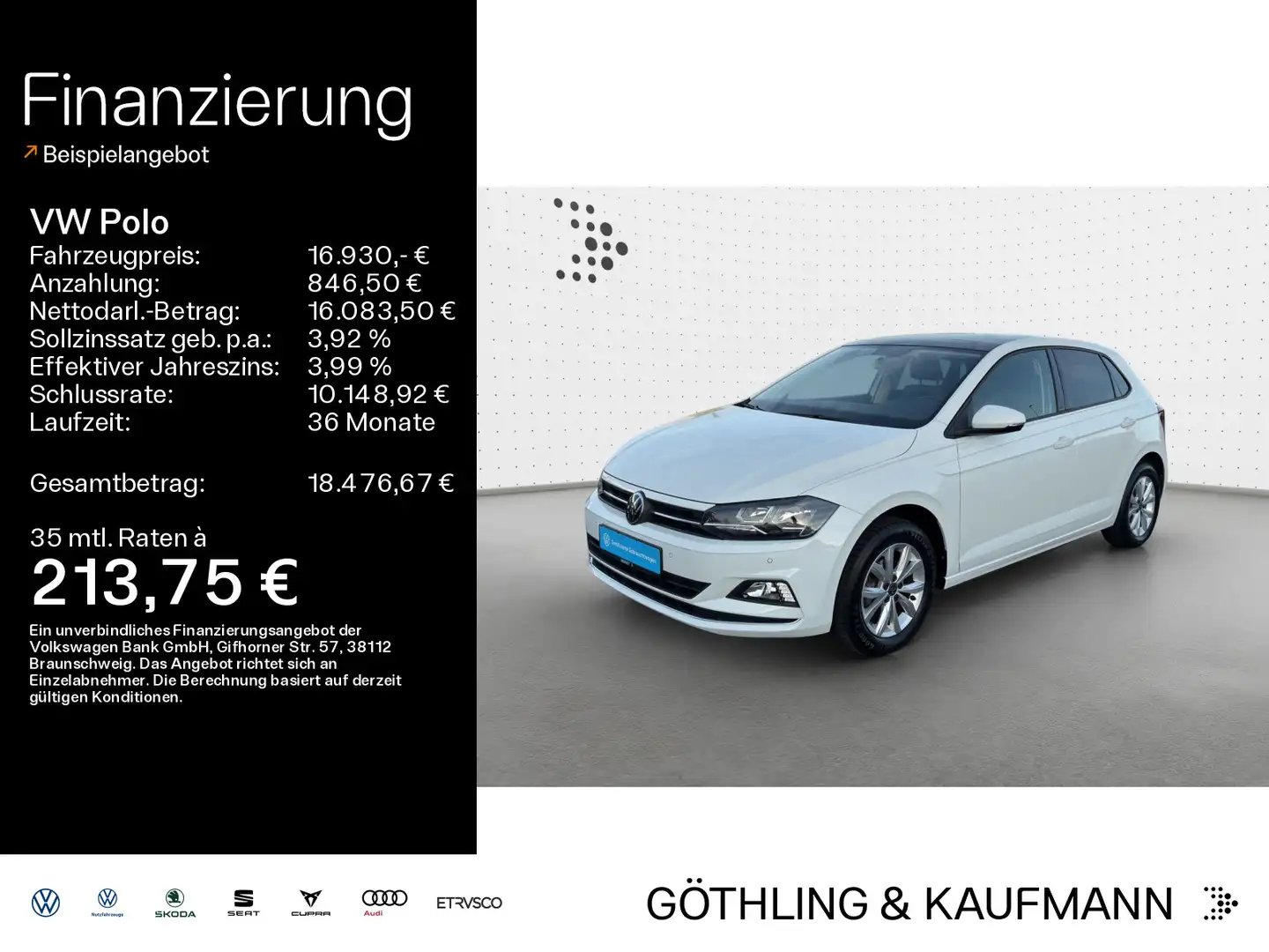 Volkswagen Polo 1.0 TSI Highline Pano*App-Connect*SHZ*LED*D Weiß - 1