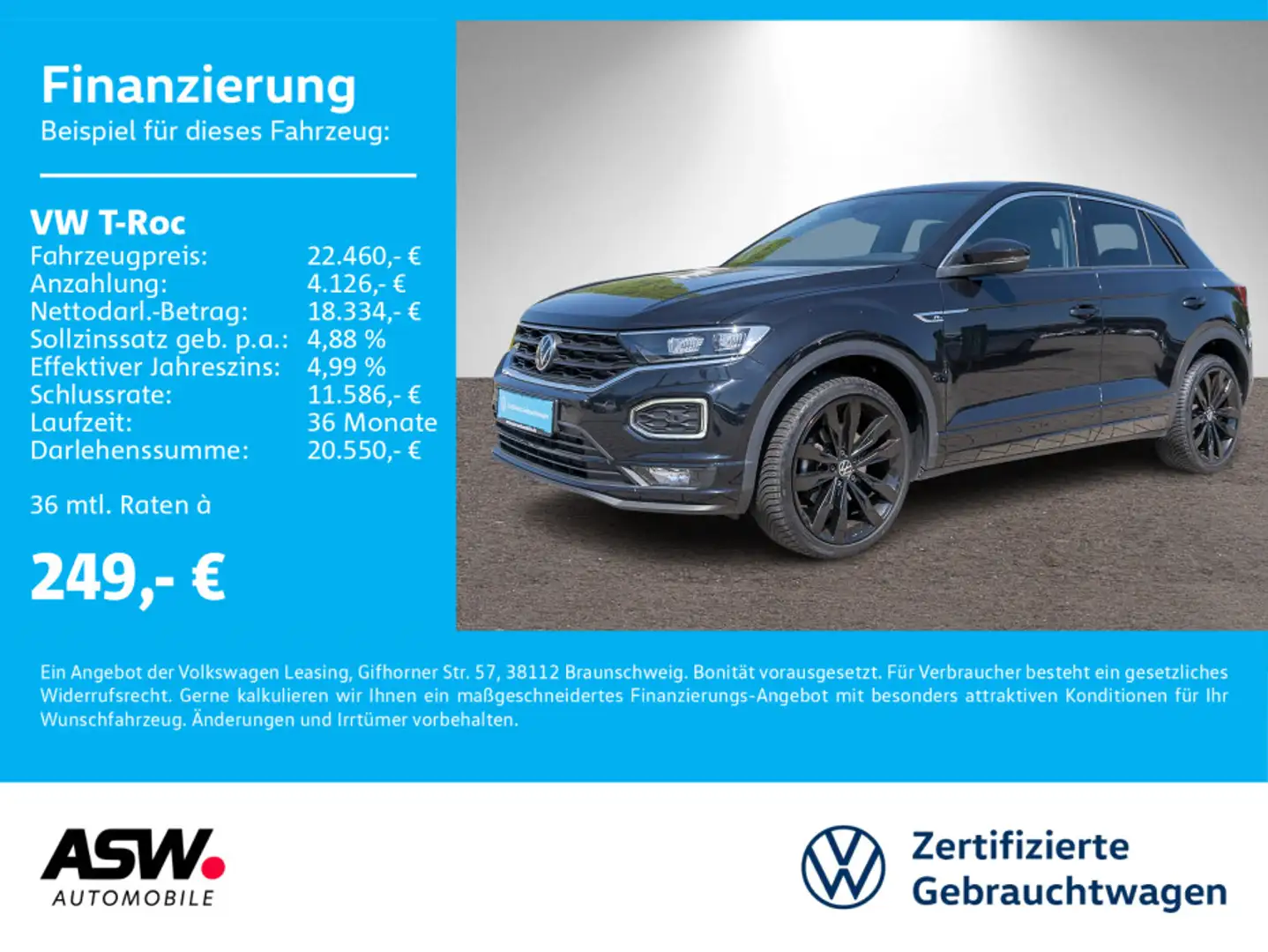 Volkswagen T-Roc R-Line 1.5TSI LED RFK ACC SHZ AID beats Noir - 1