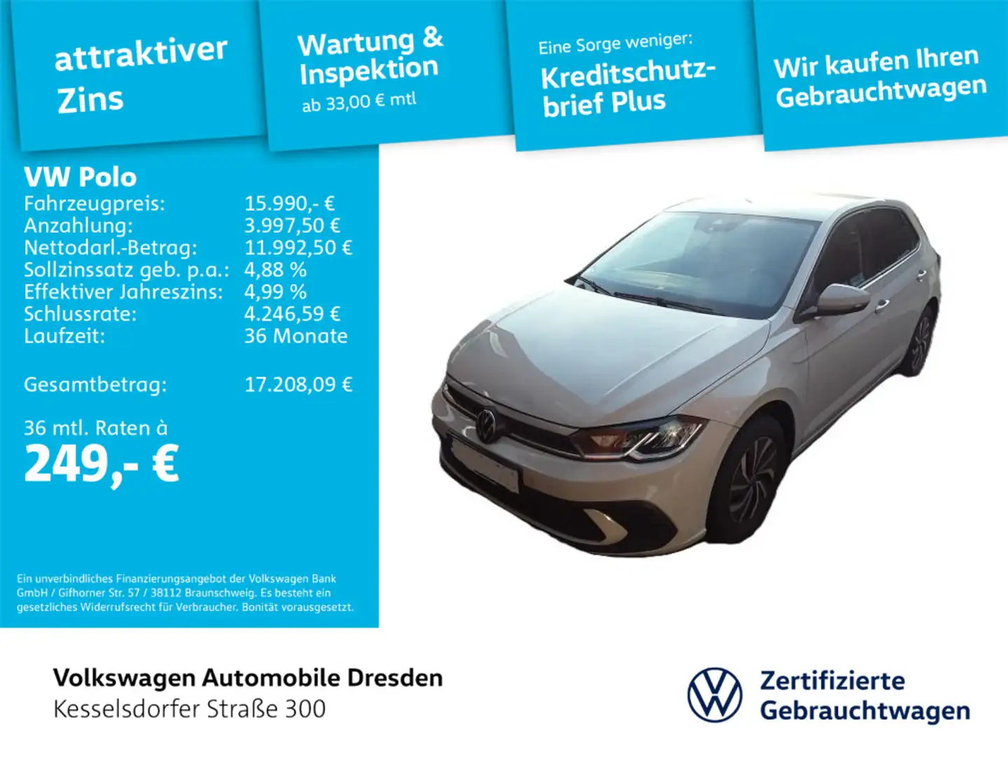 Volkswagen Polo 1.0 Life DAB PDC LED Sitzheizg. Grau - 1