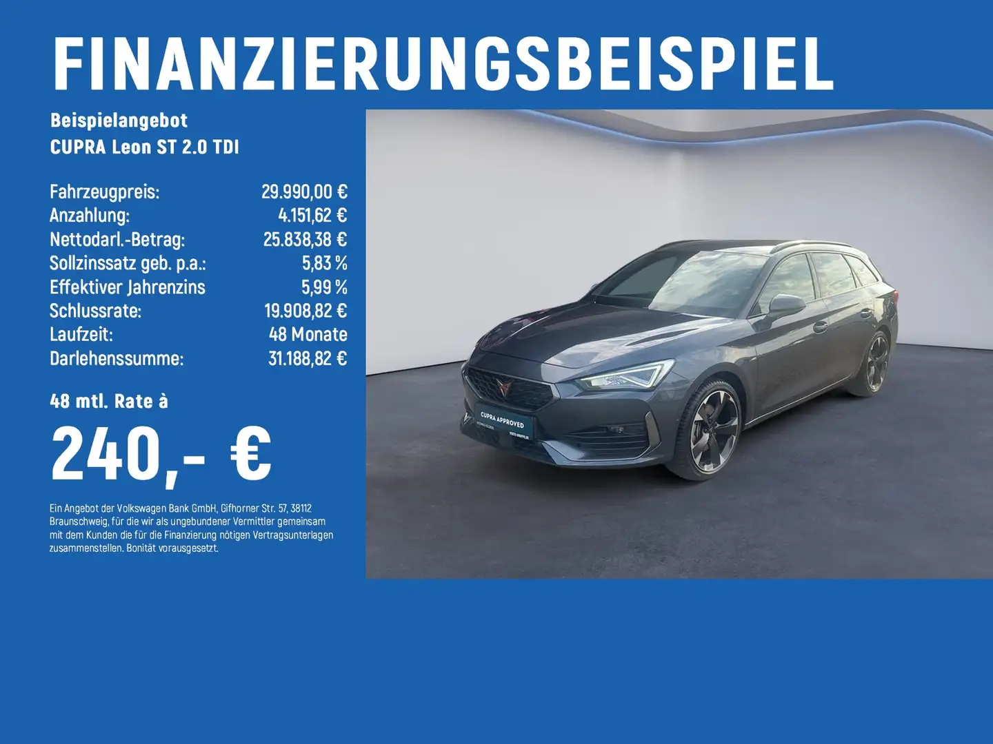 CUPRA Leon ST 2.0 TDI NAVI+ACC+RFK Grau - 2