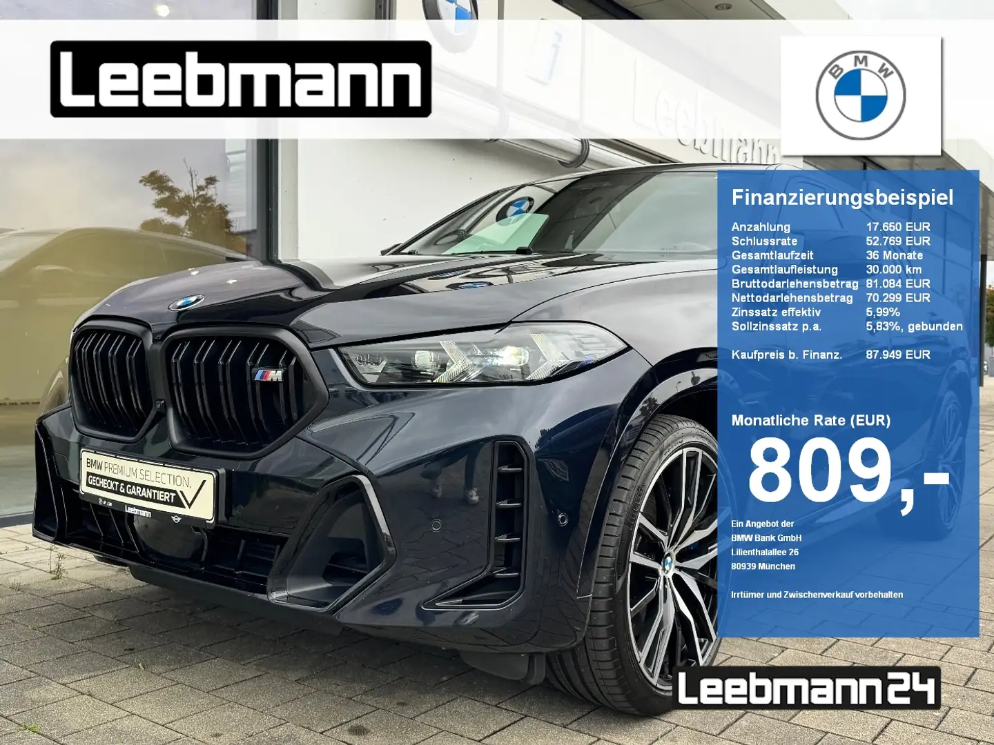 BMW X6 M 60i M-Sport-Pro AHK/B&W/StHz GARANTIE-05/28 Zwart - 1