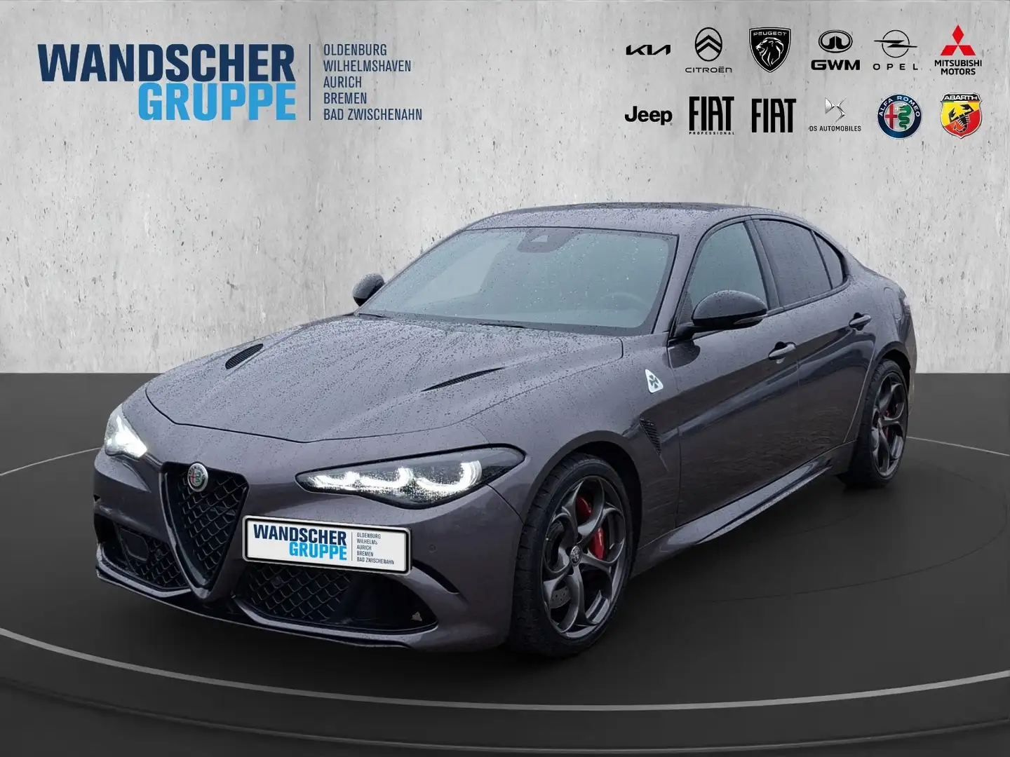Alfa Romeo Giulia Quadrifoglio 2.9 V6 Bi-Turbo Kam.+KeyLess Gris - 1
